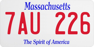 MA license plate 7AU226