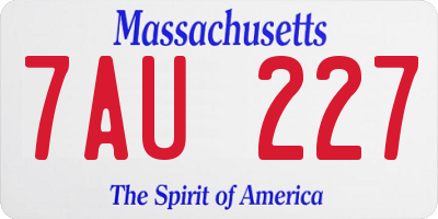 MA license plate 7AU227
