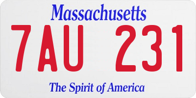 MA license plate 7AU231