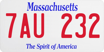 MA license plate 7AU232