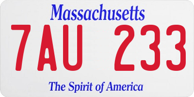 MA license plate 7AU233