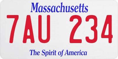 MA license plate 7AU234