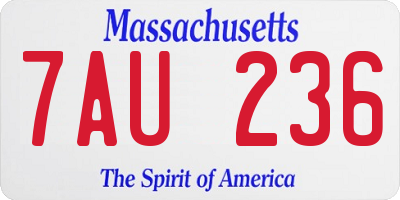 MA license plate 7AU236