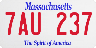 MA license plate 7AU237