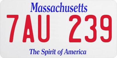 MA license plate 7AU239