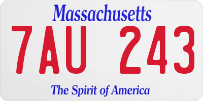 MA license plate 7AU243