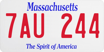 MA license plate 7AU244