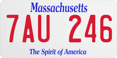 MA license plate 7AU246