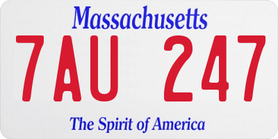 MA license plate 7AU247
