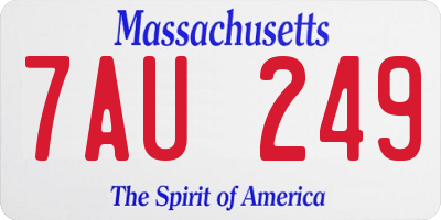 MA license plate 7AU249