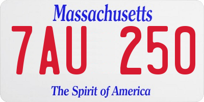 MA license plate 7AU250