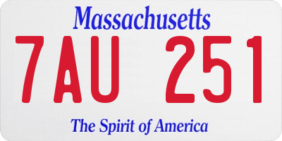 MA license plate 7AU251