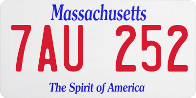 MA license plate 7AU252