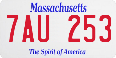 MA license plate 7AU253