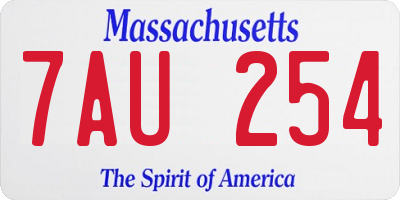 MA license plate 7AU254