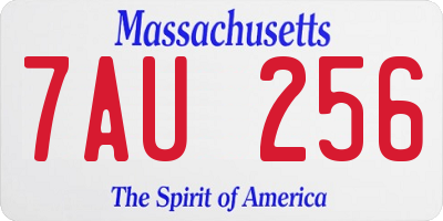 MA license plate 7AU256