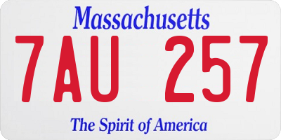 MA license plate 7AU257