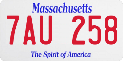 MA license plate 7AU258