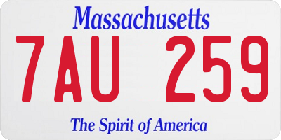 MA license plate 7AU259