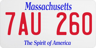 MA license plate 7AU260