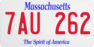 MA license plate 7AU262