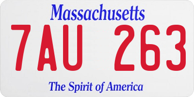 MA license plate 7AU263