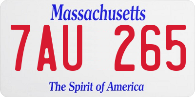 MA license plate 7AU265