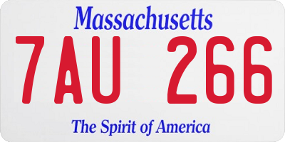 MA license plate 7AU266