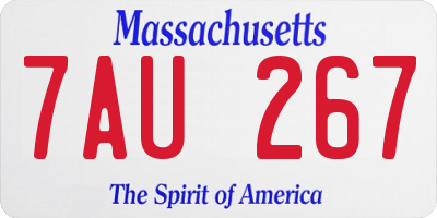 MA license plate 7AU267