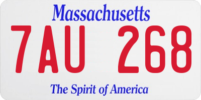 MA license plate 7AU268