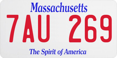 MA license plate 7AU269