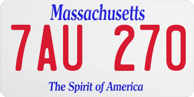 MA license plate 7AU270