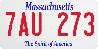 MA license plate 7AU273