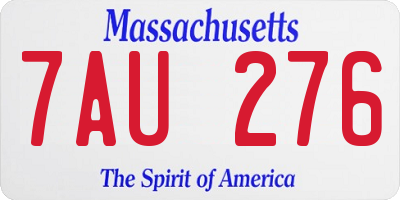 MA license plate 7AU276