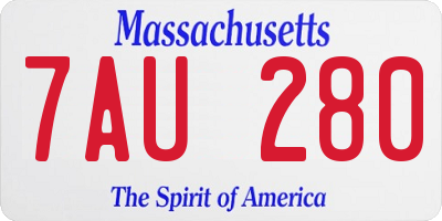 MA license plate 7AU280