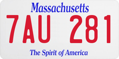 MA license plate 7AU281