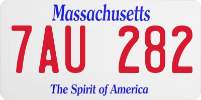 MA license plate 7AU282