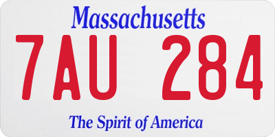 MA license plate 7AU284