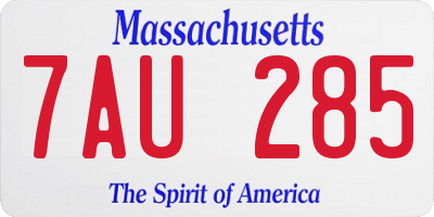 MA license plate 7AU285