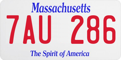 MA license plate 7AU286
