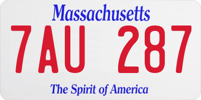 MA license plate 7AU287
