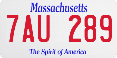 MA license plate 7AU289