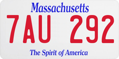 MA license plate 7AU292