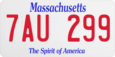 MA license plate 7AU299