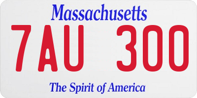 MA license plate 7AU300