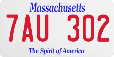 MA license plate 7AU302