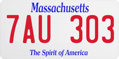 MA license plate 7AU303