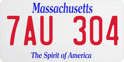 MA license plate 7AU304