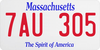 MA license plate 7AU305