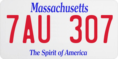 MA license plate 7AU307